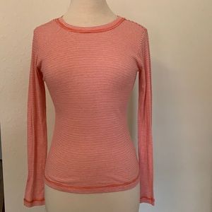 NWT Chelsea and Violet orange and white striped longsleeve tee top size small S